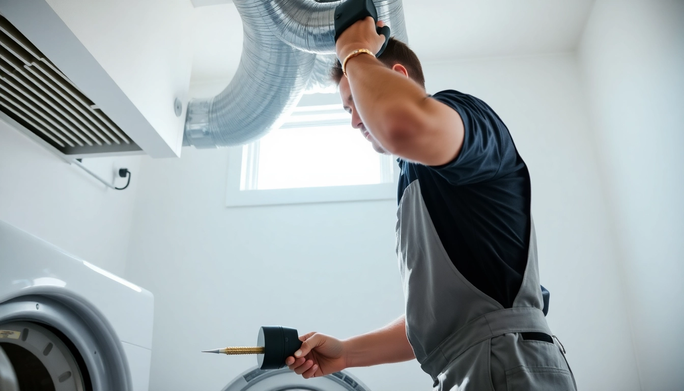 Expert dryer vent cleaning in Salt Lake City, highlighting professional service equipment and a technician.