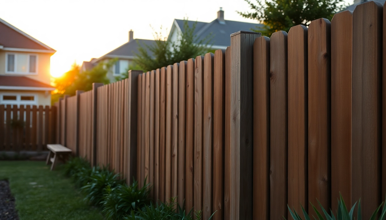 Fencing companies Manchester showcasing a sturdy wooden fence in a picturesque suburban setting.