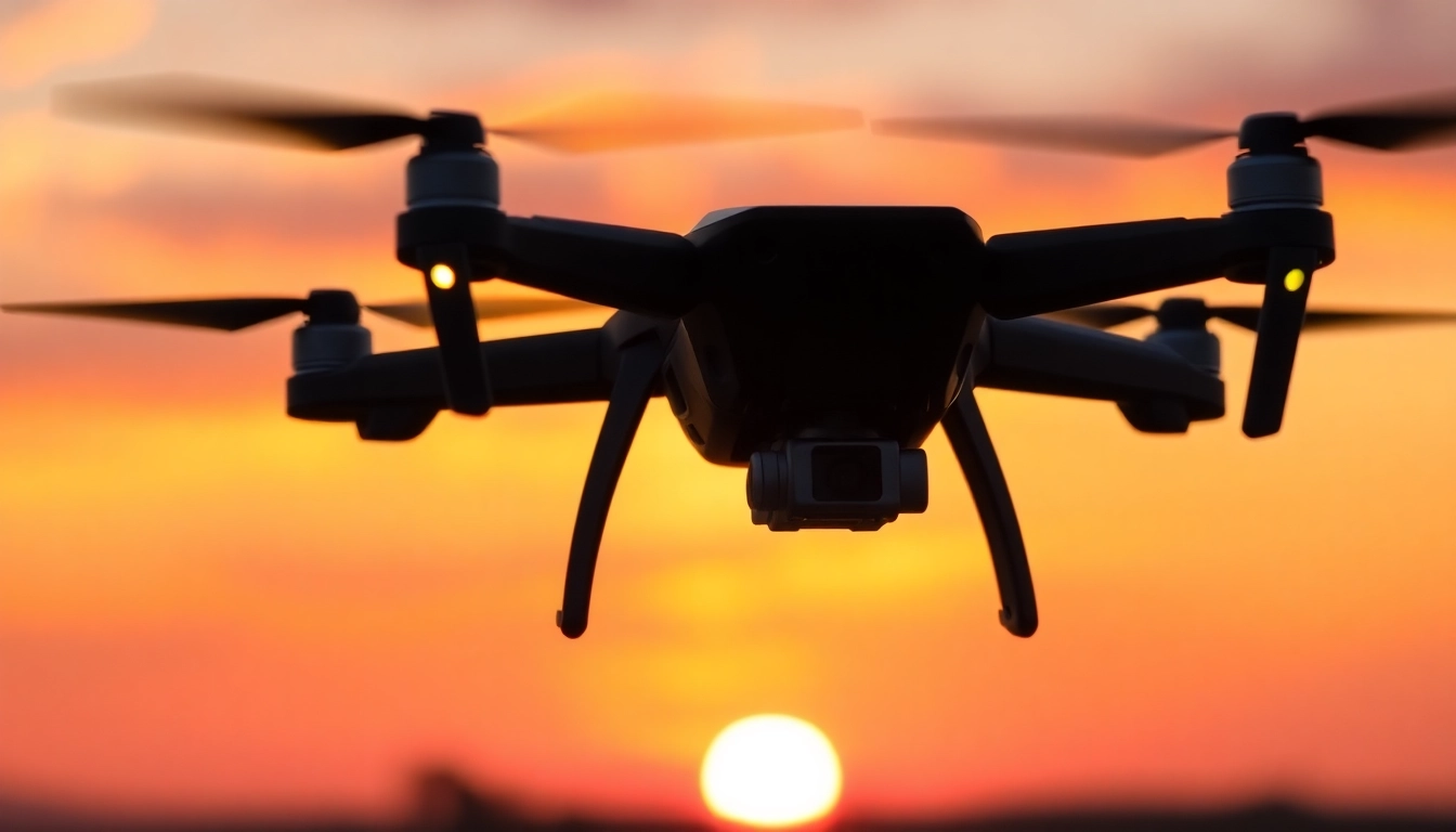 Photograph of the best drone for beginners photography soaring against a stunning sunset backdrop.