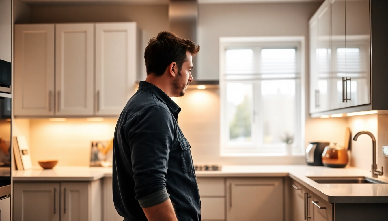 Experienced kitchen fitters near me expertly installing custom cabinetry and fixtures in a modern kitchen.