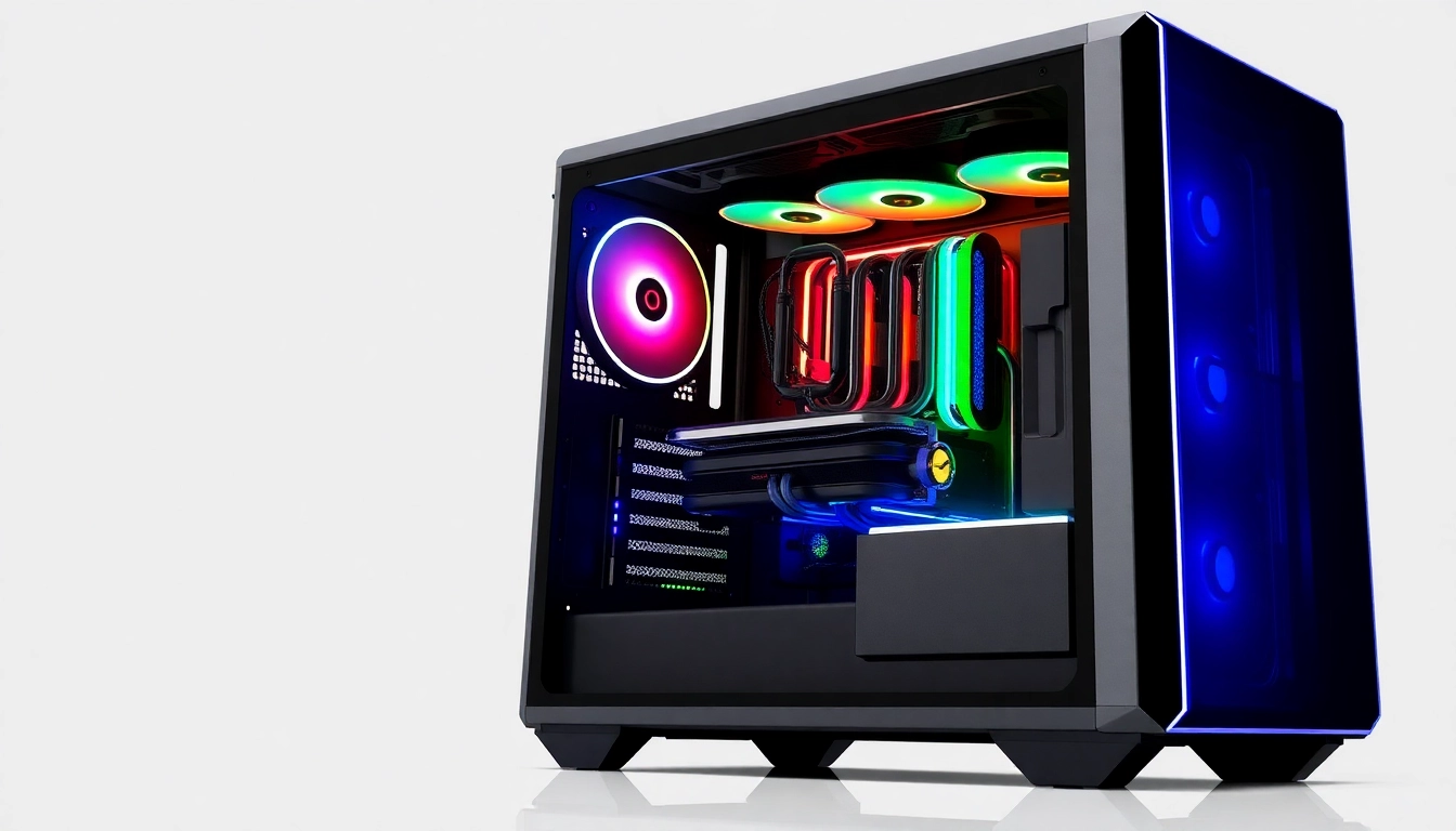 Showcase an elegant gaming pc case featuring high airflow design and RGB lighting for a stylish gaming setup.