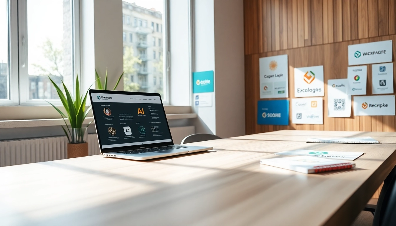 Enhance your AI business branding with creative design tools and vibrant workspace.