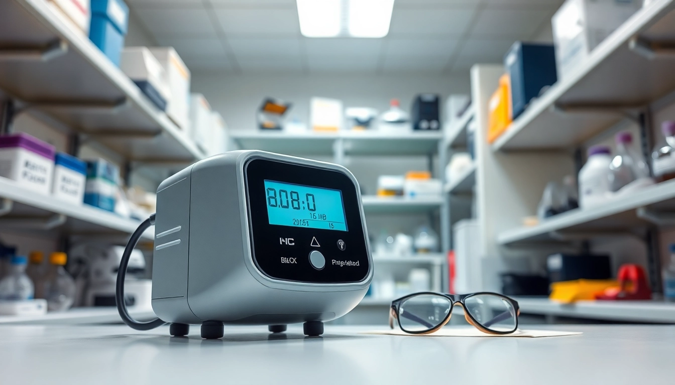 Monitor and assess air quality with a Nitrogen Dioxide gas detector in a professional lab environment.