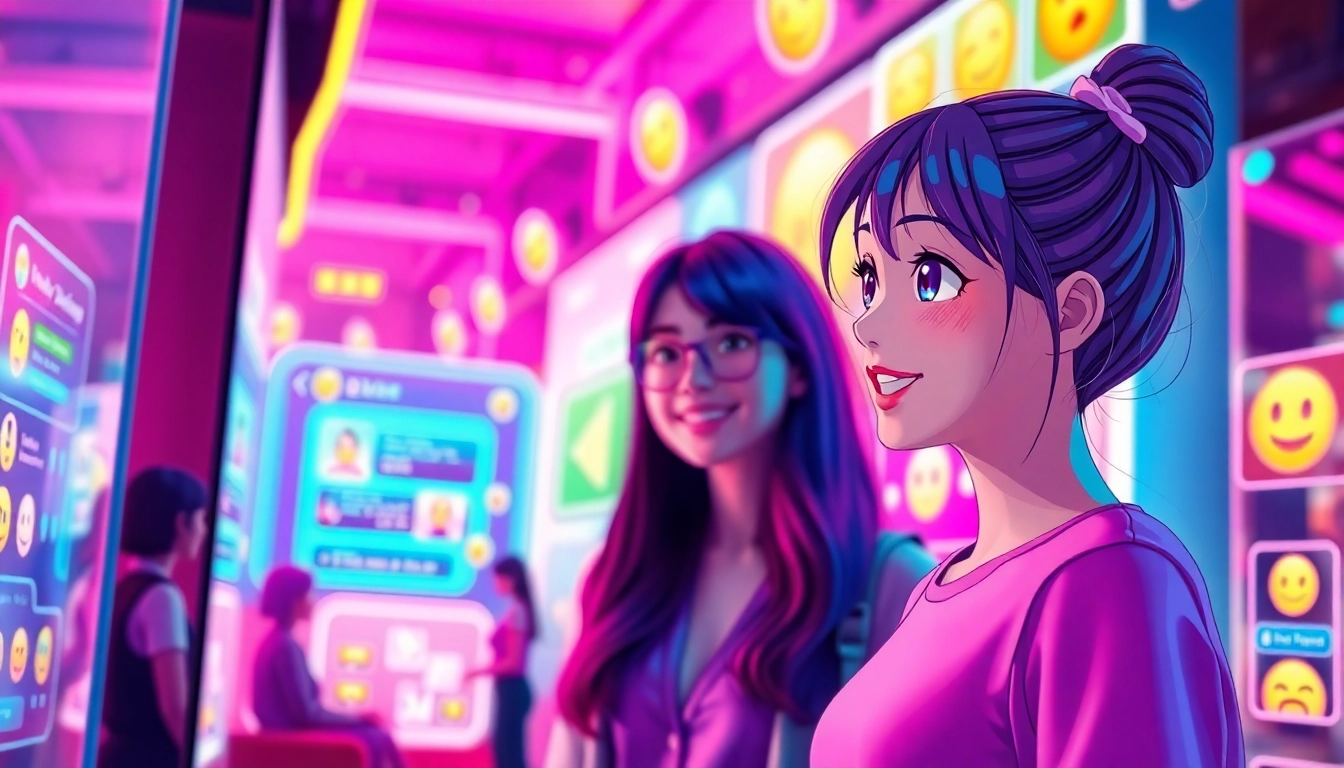 Engage with your crushion ai character in a lively, digital chat setting reflecting a unique personality.