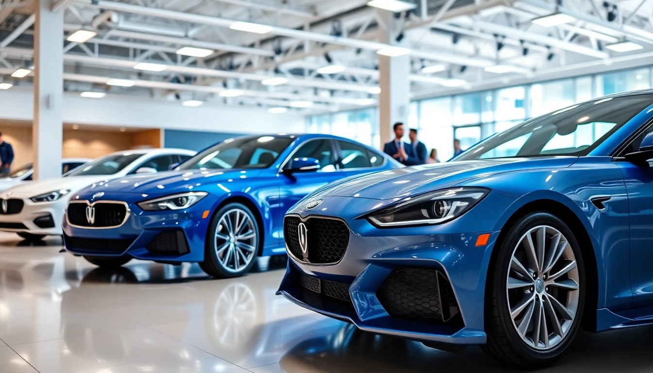 Engage with Competitive car Part Exchange services in a sleek automotive dealership showroom.