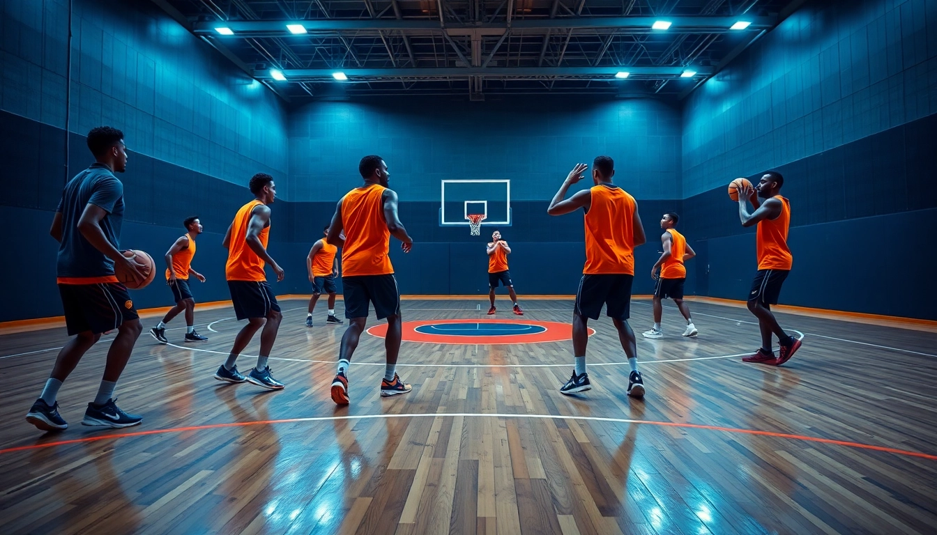 Engaged athletes participating in the best basketball training programs on a modern indoor court.