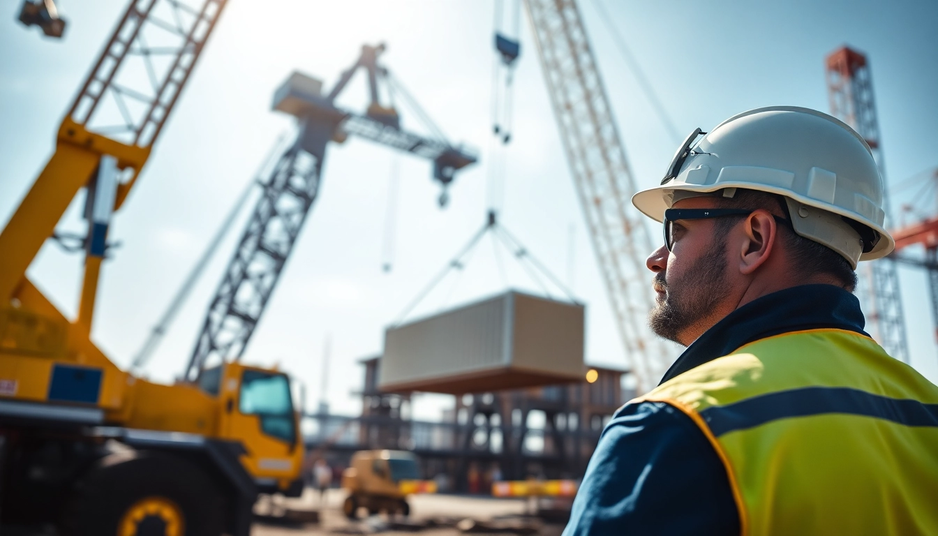 Review NVQ Level 4 Crane supervisor answers while a supervisor oversees a crane operation.
