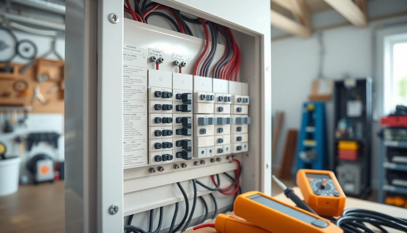 Electrical Panel installation showcasing a well-organized circuit breaker in a professional setting.