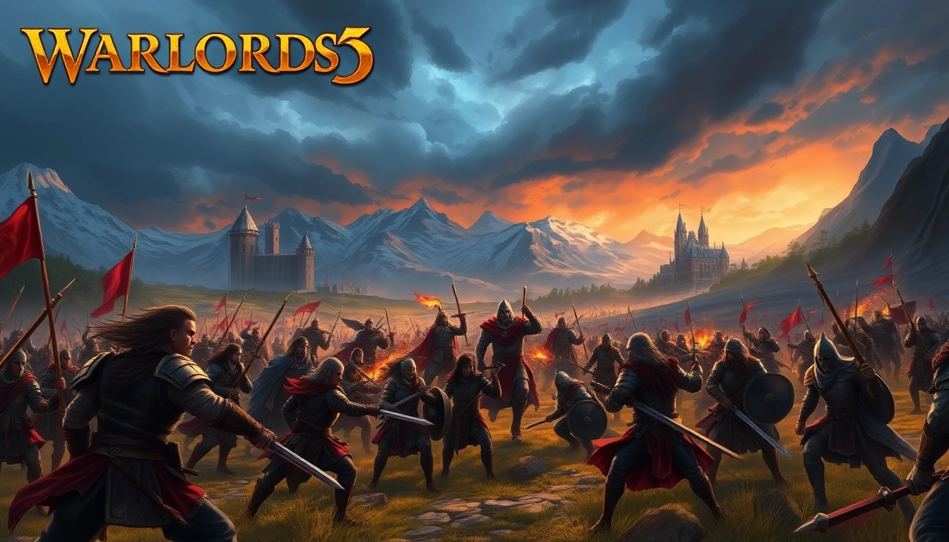Battle scene from Warlords 2 with fierce warriors clashing on a fantasy battlefield