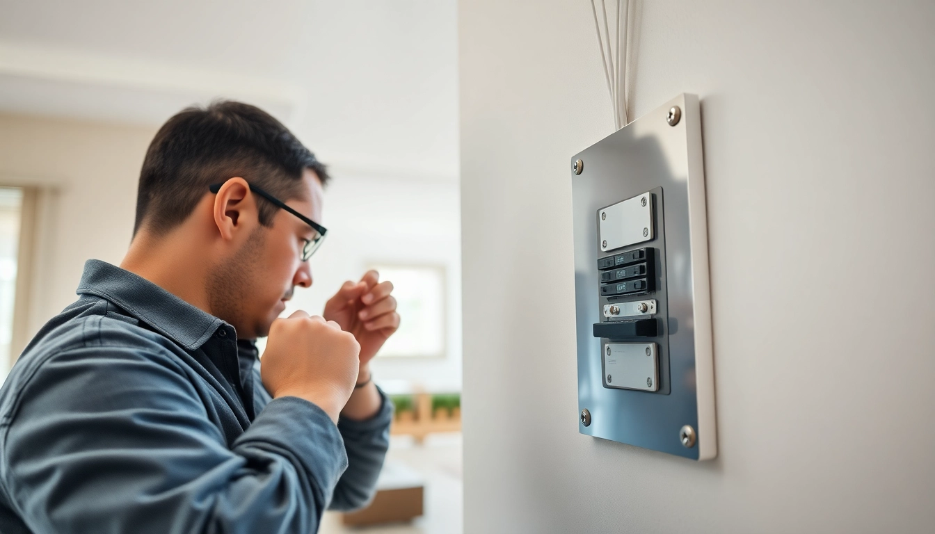Technician installing an electrical panel, demonstrating expertise in electrical upgrades.