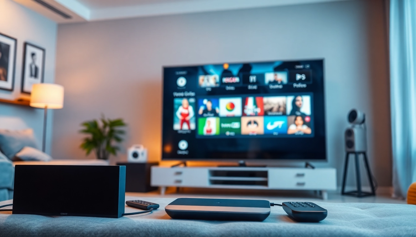 Comprar IPTV en un televisor moderno con diversas opciones de entretenimiento visibles en pantalla