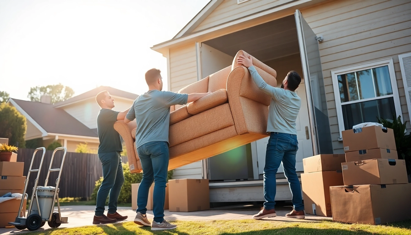 Bronx movers efficiently handling furniture and packing at a residential location.